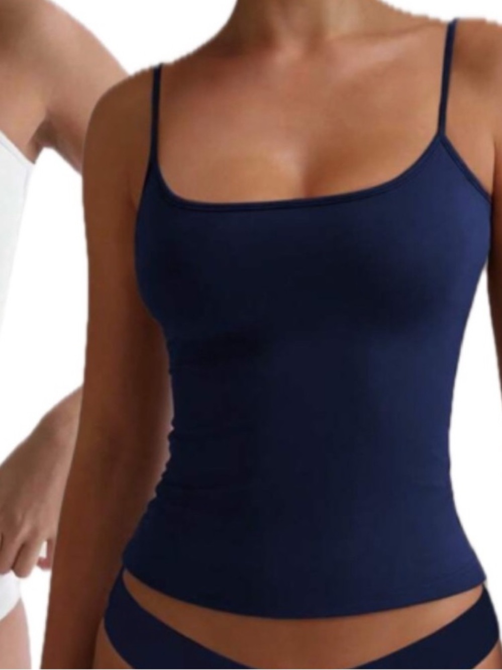 Women's White and Navy Camisole Tops